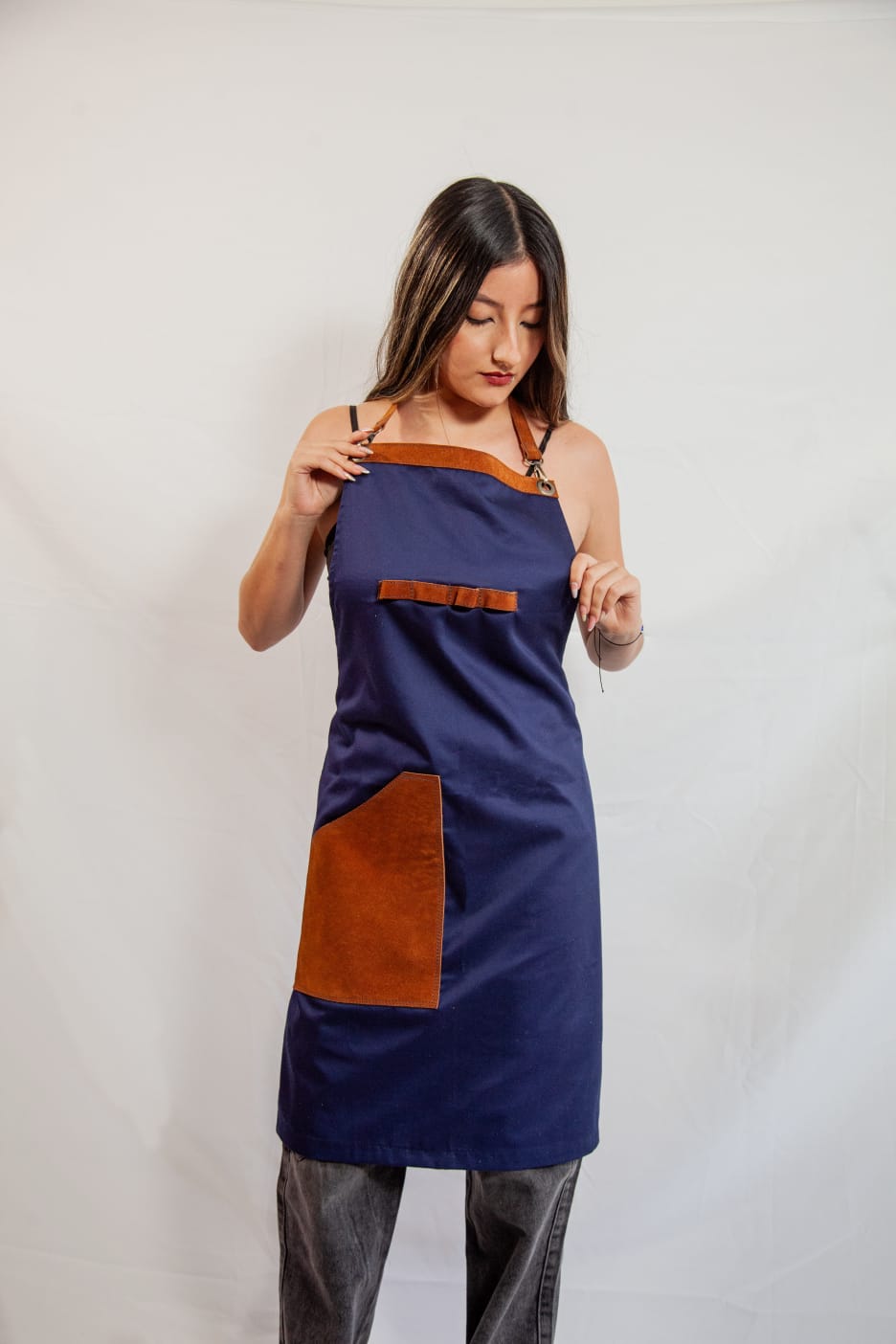 StylishPremium fabric and leather  aprons.                                                                          No online sales for the moment please text or email.