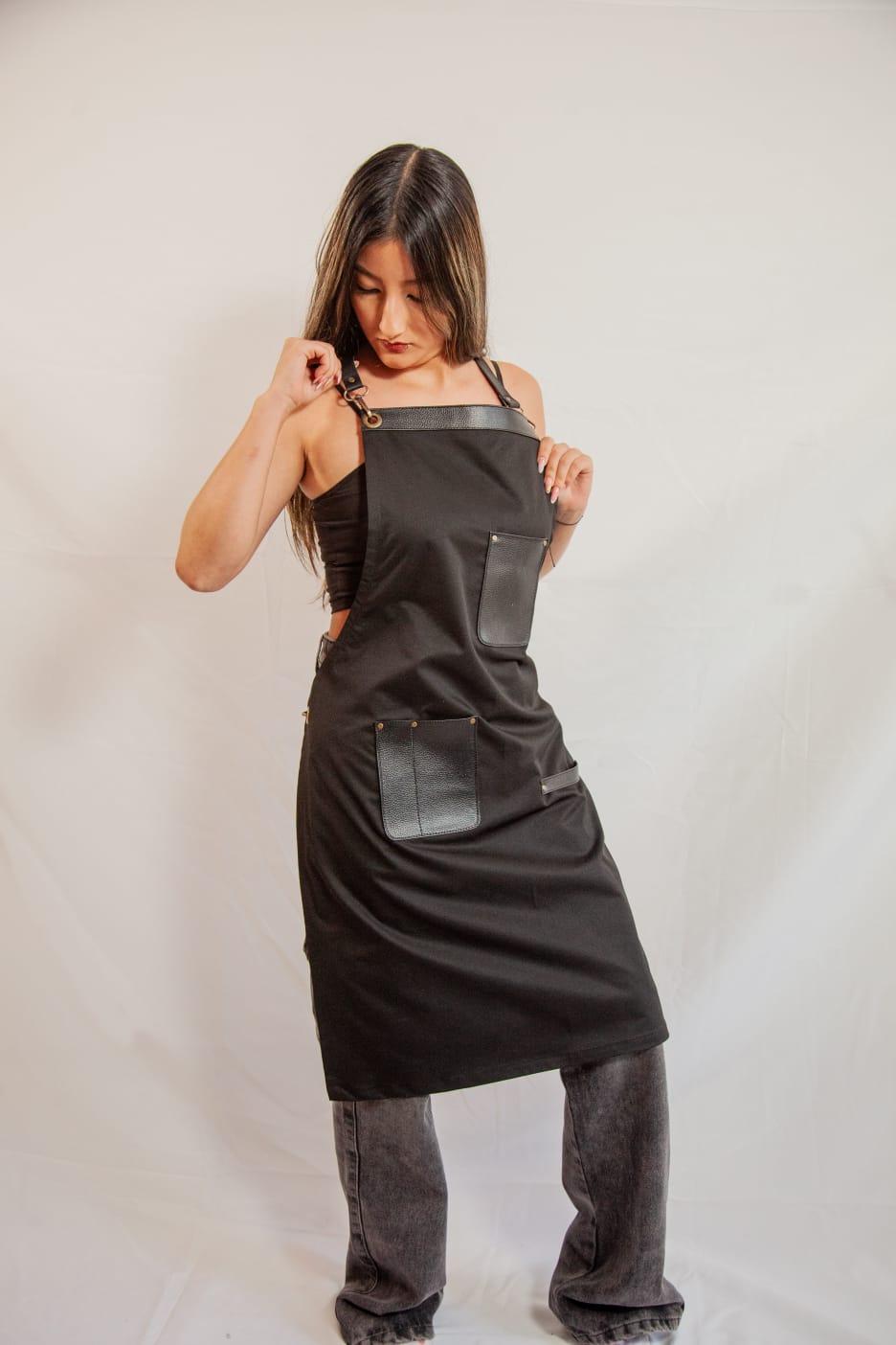 StylishPremium fabric and leather  aprons.                                                                          No online sales for the moment please text or email.
