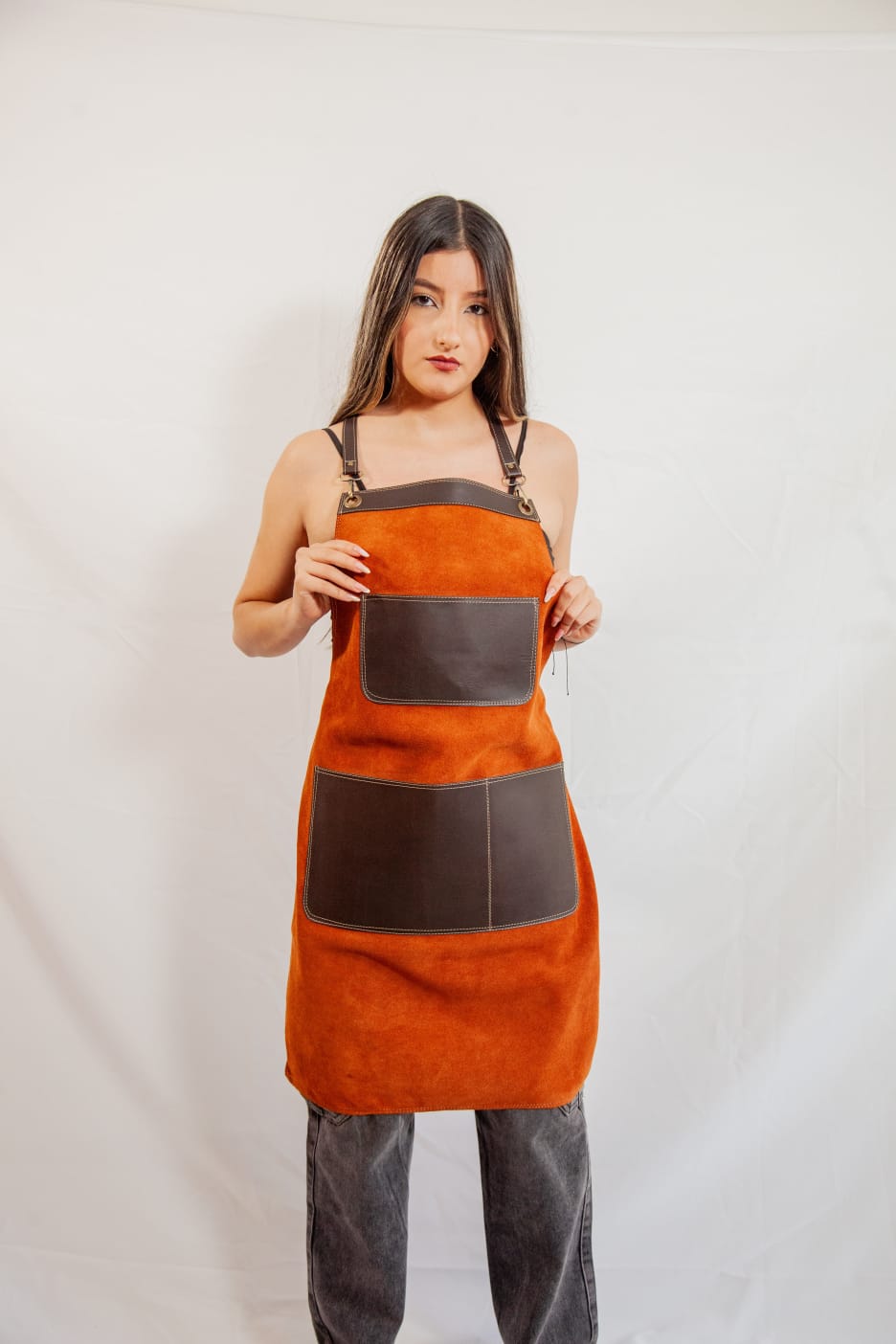 StylishPremium fabric and leather  aprons.                                                                          No online sales for the moment please text or email.