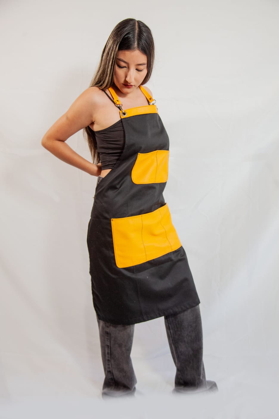 StylishPremium fabric and leather  aprons.                                                                          No online sales for the moment please text or email.