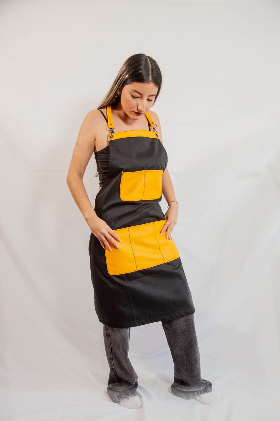 StylishPremium fabric and leather  aprons.                                                                          No online sales for the moment please text or email.