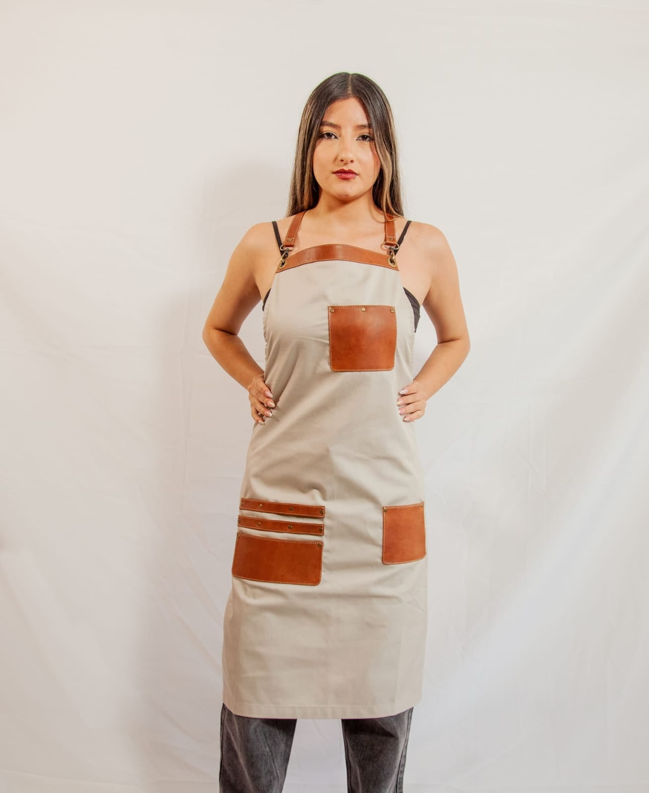 StylishPremium fabric and leather  aprons.                                                                          No online sales for the moment please text or email.