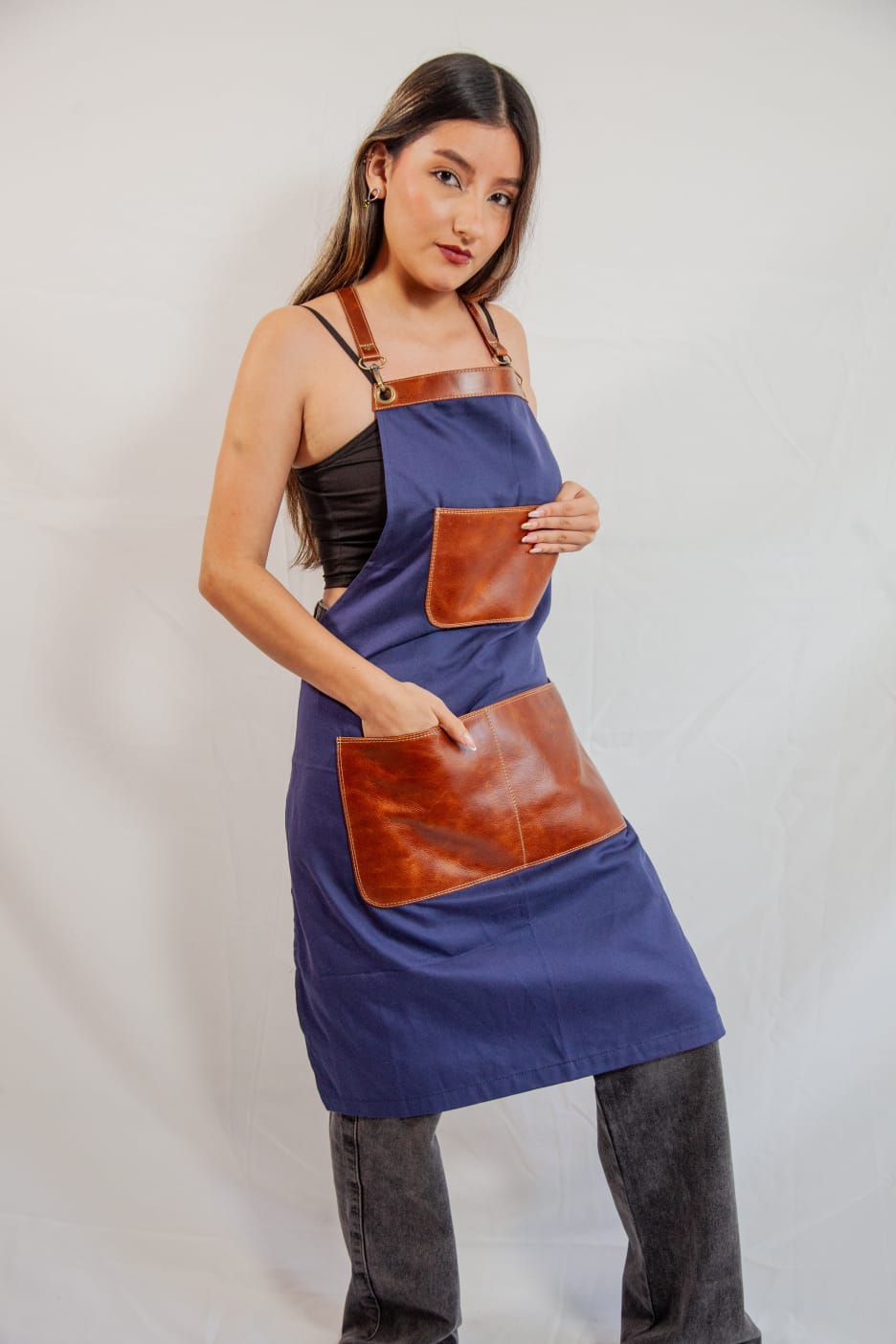 StylishPremium fabric and leather  aprons.                                                                          No online sales for the moment please text or email.