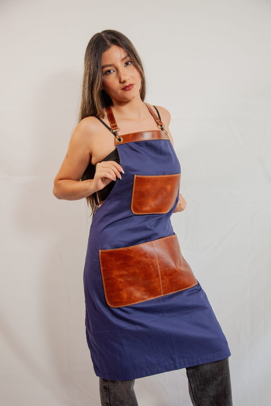 StylishPremium fabric and leather  aprons.                                                                          No online sales for the moment please text or email.