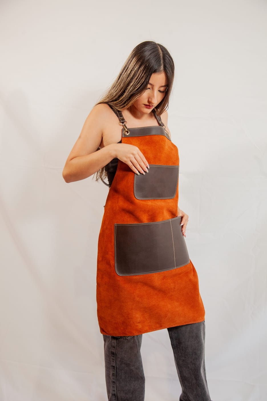 StylishPremium fabric and leather  aprons.                                                                          No online sales for the moment please text or email.