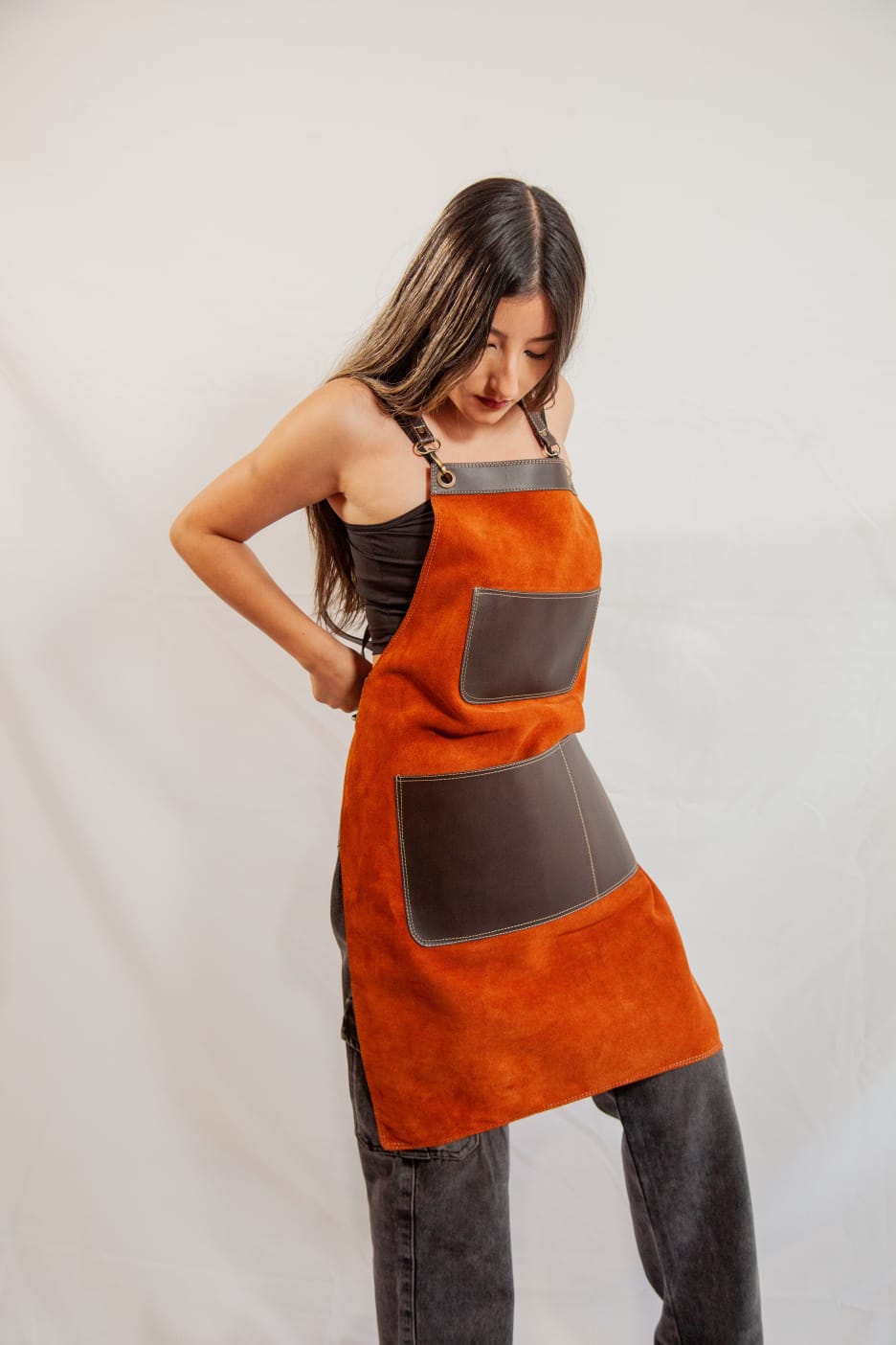 StylishPremium fabric and leather  aprons.                                                                          No online sales for the moment please text or email.